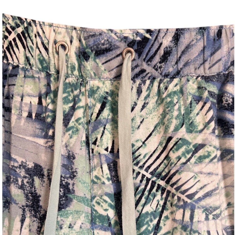 Bandolino Jeans Petite Palm Leaf Print Wide Leg Pant Women Size 10P Linen Petite - Picture 4 of 10